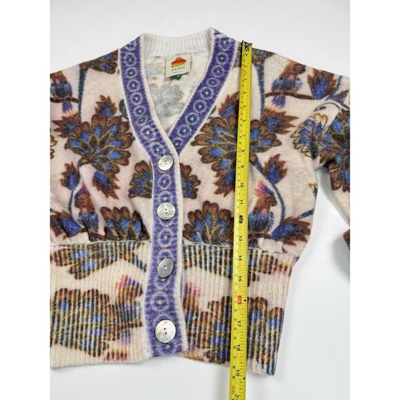 Farm Rio Ainika Floral Knit Wool Blend Cardigan sweater Balloon Sleeve XS - Picture 7 of 12